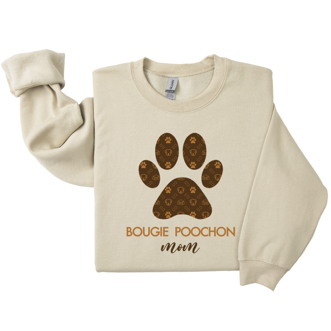 Dog Mom Crewneck - Bougie Poochon - Brown (Customizable)