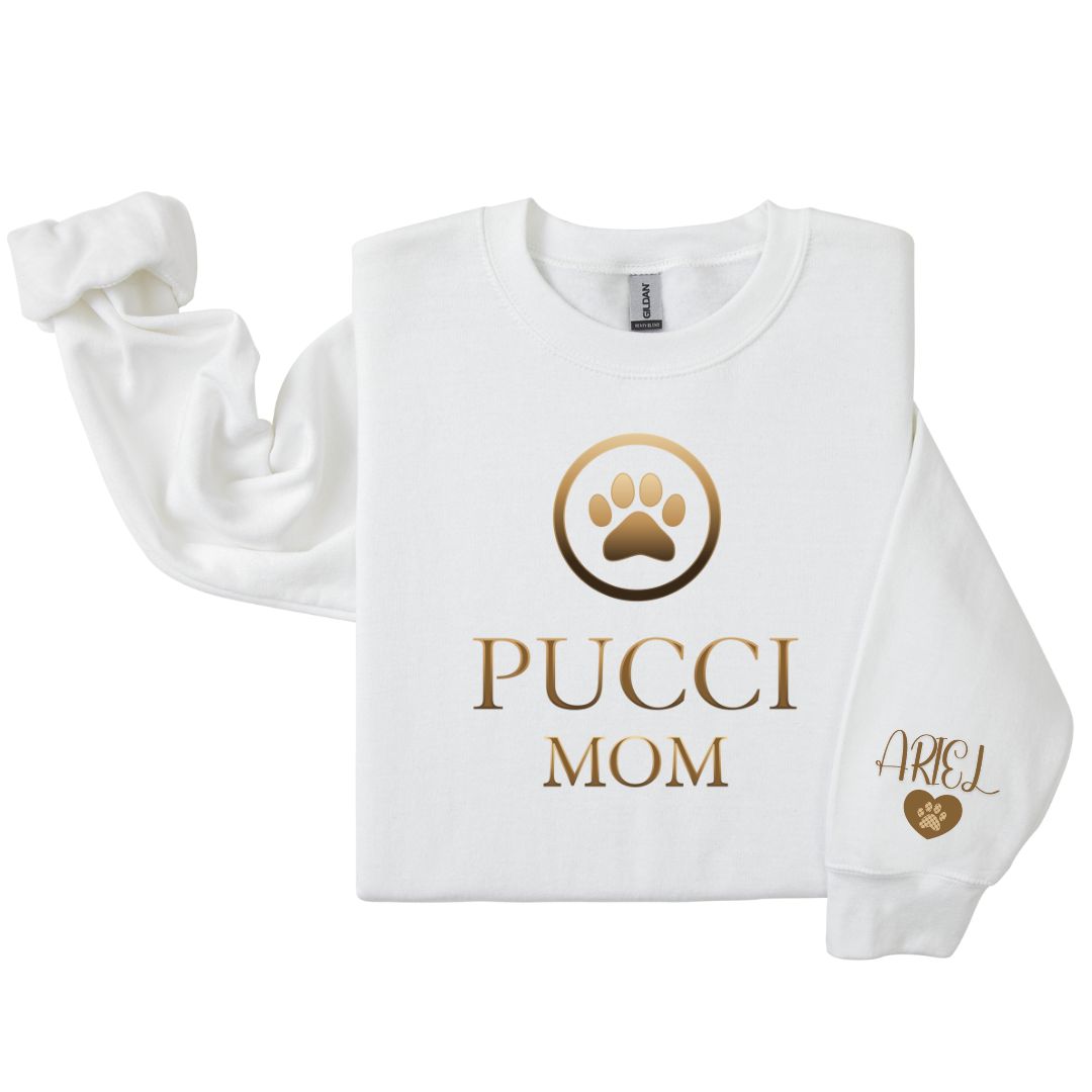 Dog Mom Crewneck - PUCCI MOM (GOLD) (Customizable)