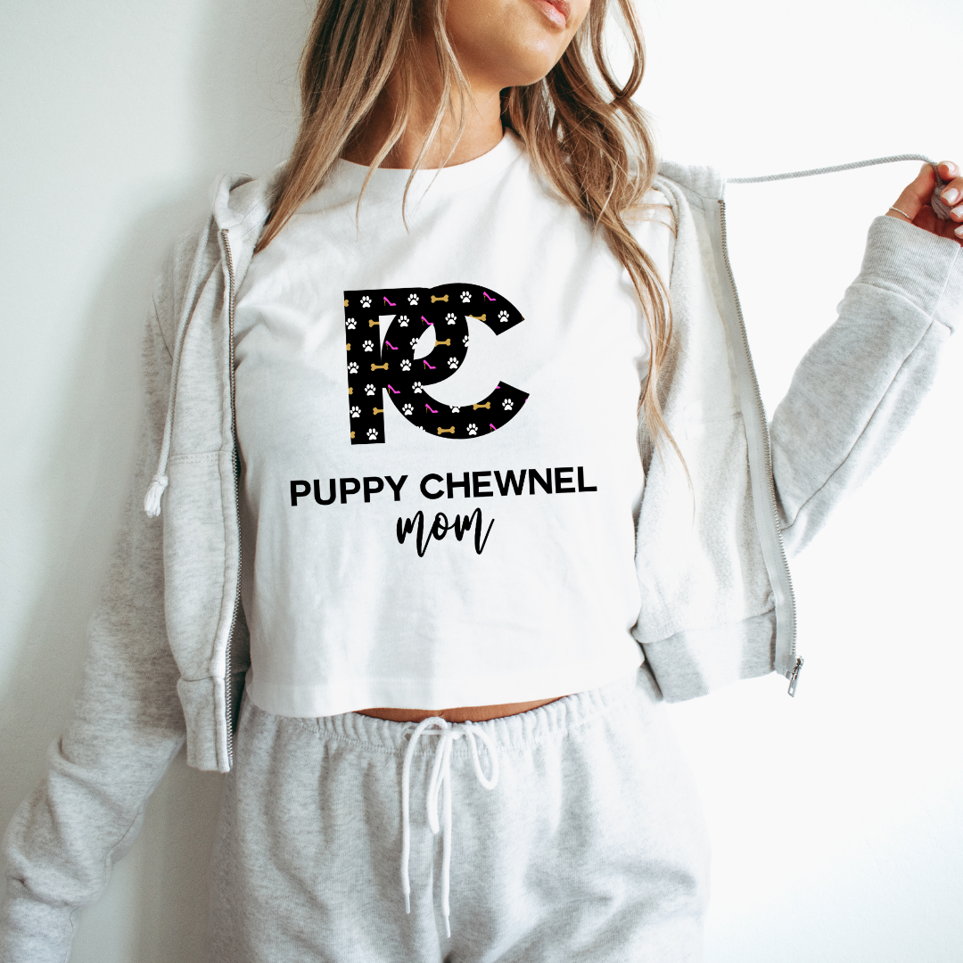 Dog Mama Crop Top Tee - Puppy Chewnel