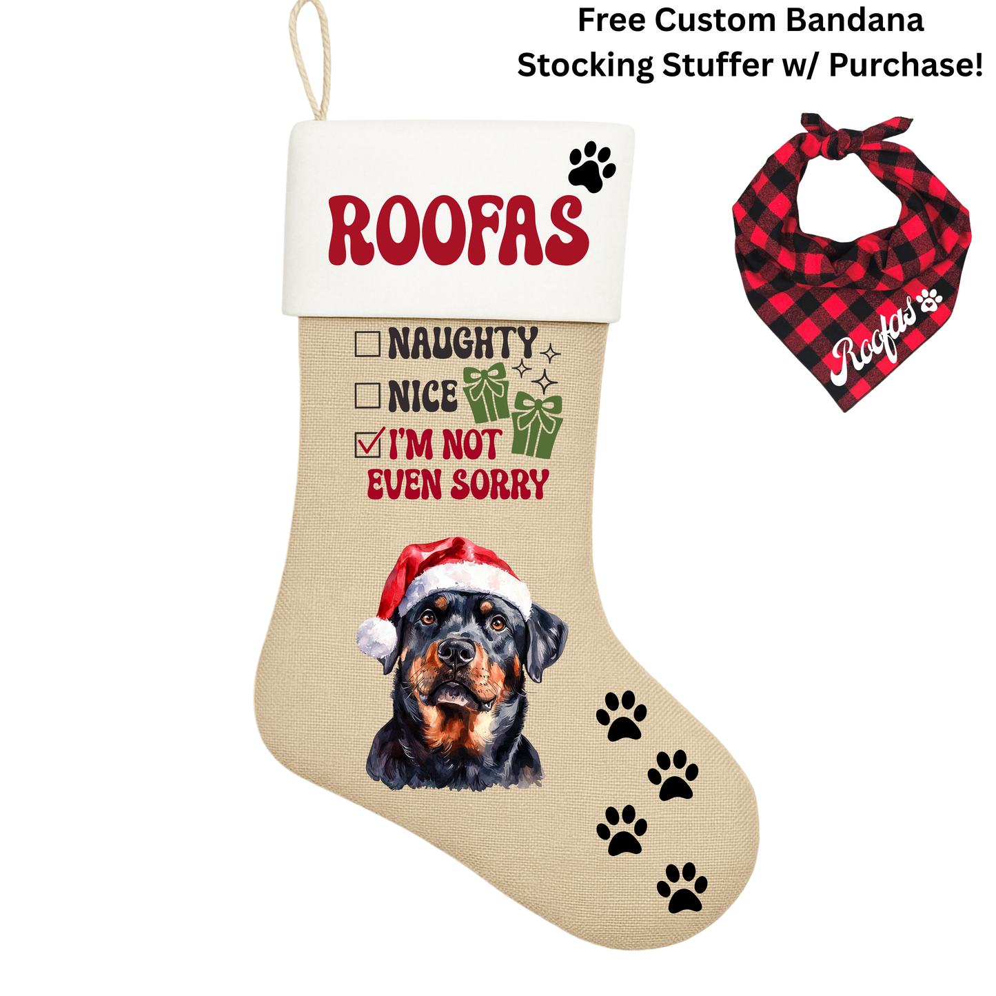 🐾🎄 Personalized Dog Christmas Stockings - Free Custom Bandana Stocking Stuffer 🎄🐾
