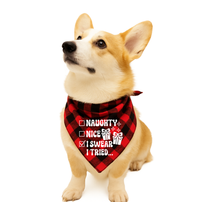 🎄 Christmas “Naughty or Nice” Dog Bandanas 🎁
