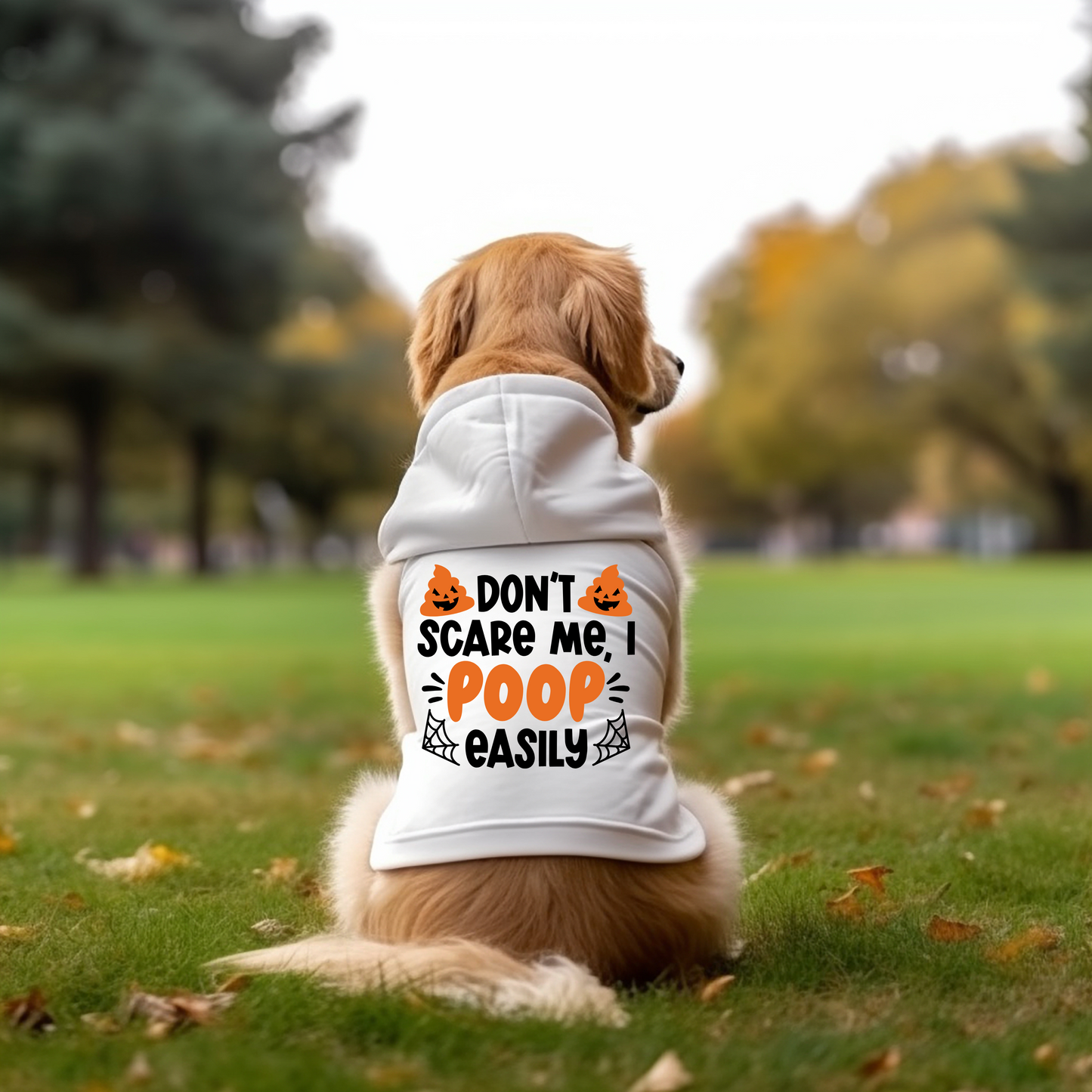 Dog Hoodie - Halloween "Don't Scare Me, I Poop Easily"