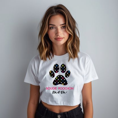 Crop Top Tee - Bougie Poochon Mom (Multi-Color)