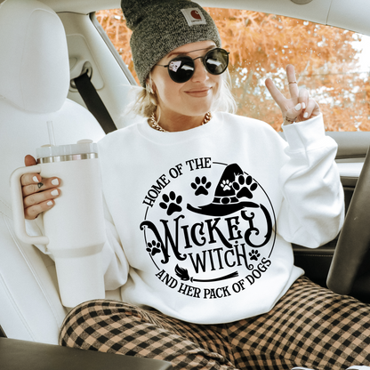 Dog Mom Crewneck - Halloween "Home of The Wicked Witch and Her Pack of Dogs"