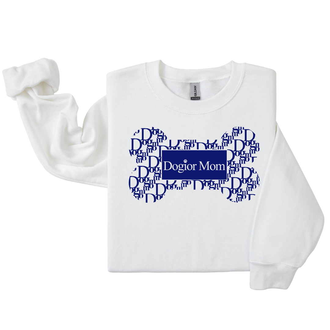 Dog Mom Crewneck - Dogior MOM (Blue) (Customizable)